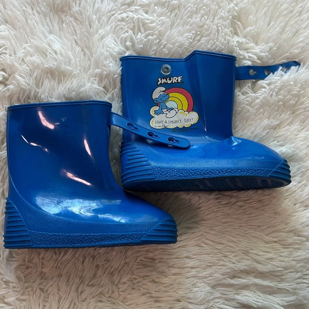 Kids Rain Smurf Boots Size 11 Blue-Vintage. Peyo Smurf Boots-Kids Rain boots